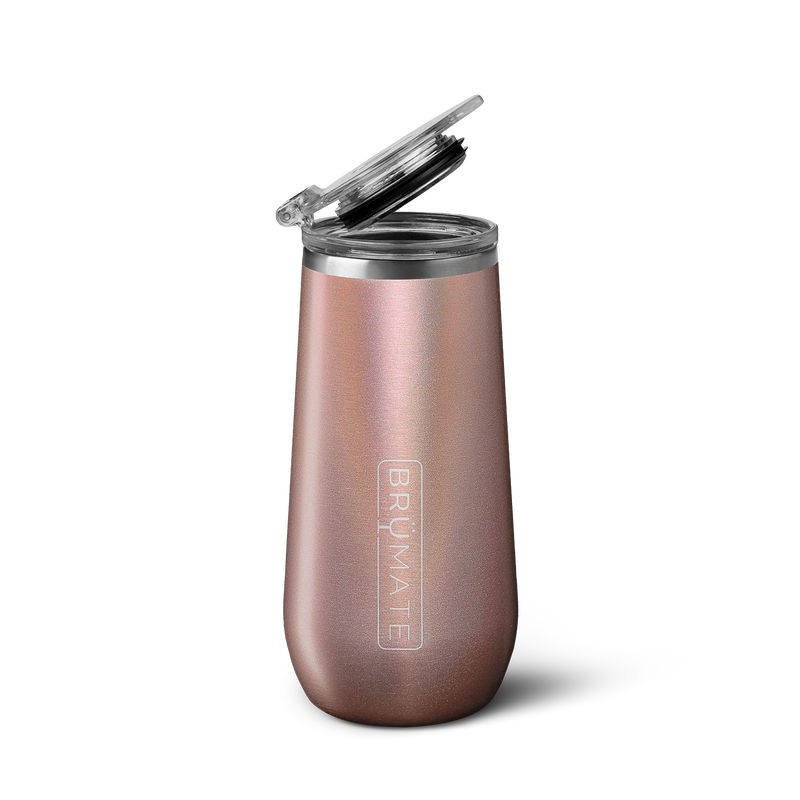 Champagne Flute | Glitter Rose Gold | 12oz - Sunset Hosting Sip