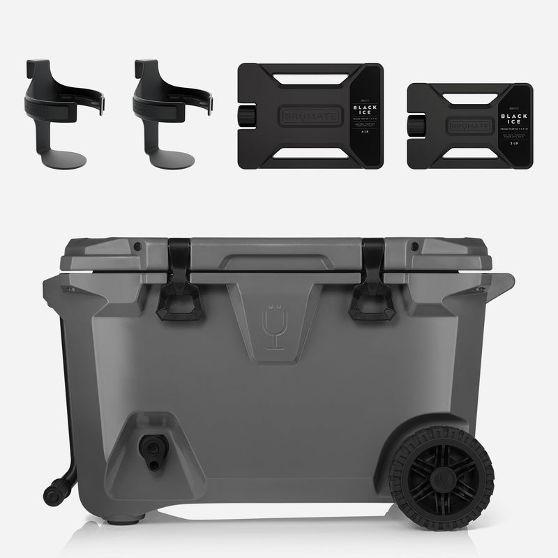 Br Tank 55-Quart Double Drink Holder Cooler Bundle | Charcoal - Party Tailgate Bundle